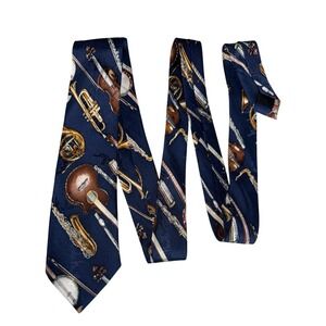 NICOLE MILLER Silk Tie Musical Instruments Skinny Tie 3 inch wide 55 inch long